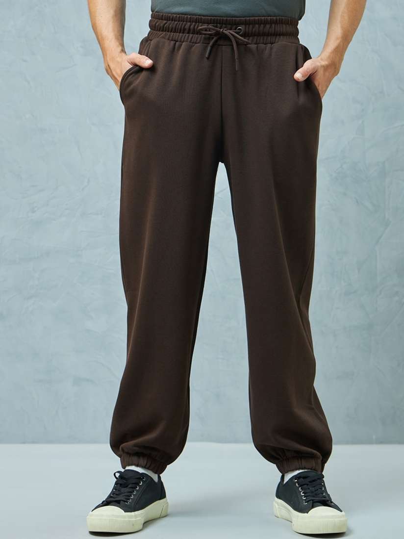 Mens dark brown joggers outlet