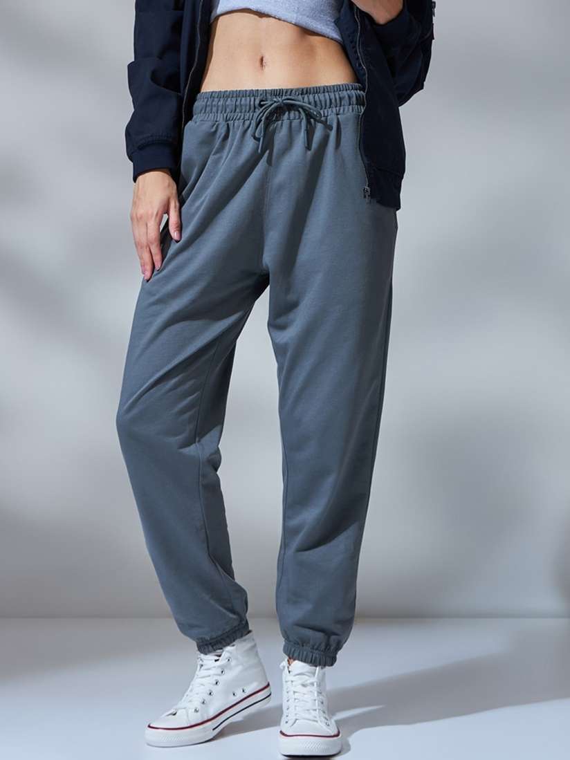 Buy Women s Grey Oversized Joggers Track Pants for Women 26518496 Myntra