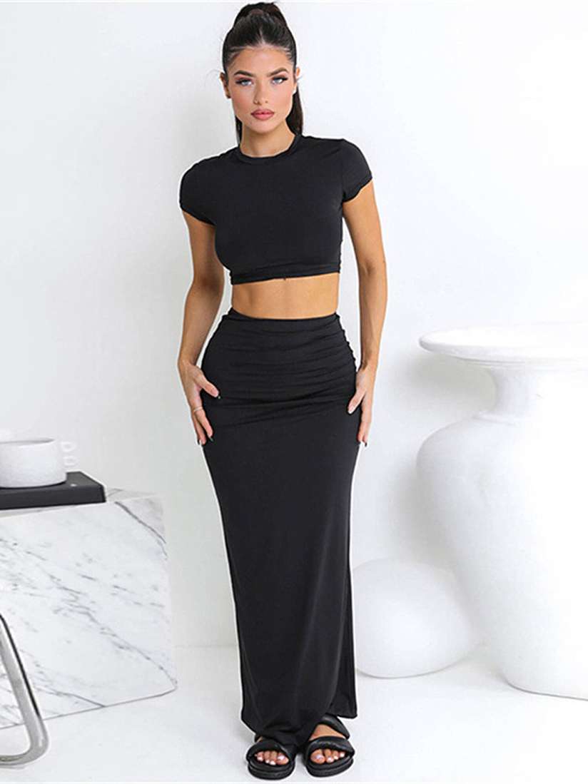 Buy LULU SKY Round Neck Crop Top With Maxi Skirt Co Ords Co Ords for Women 26537890 Myntra