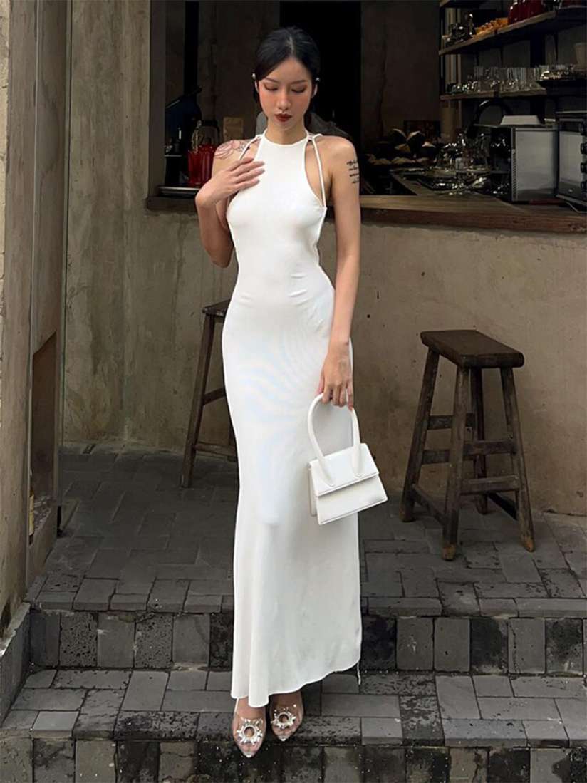 White maxi dress myntra online
