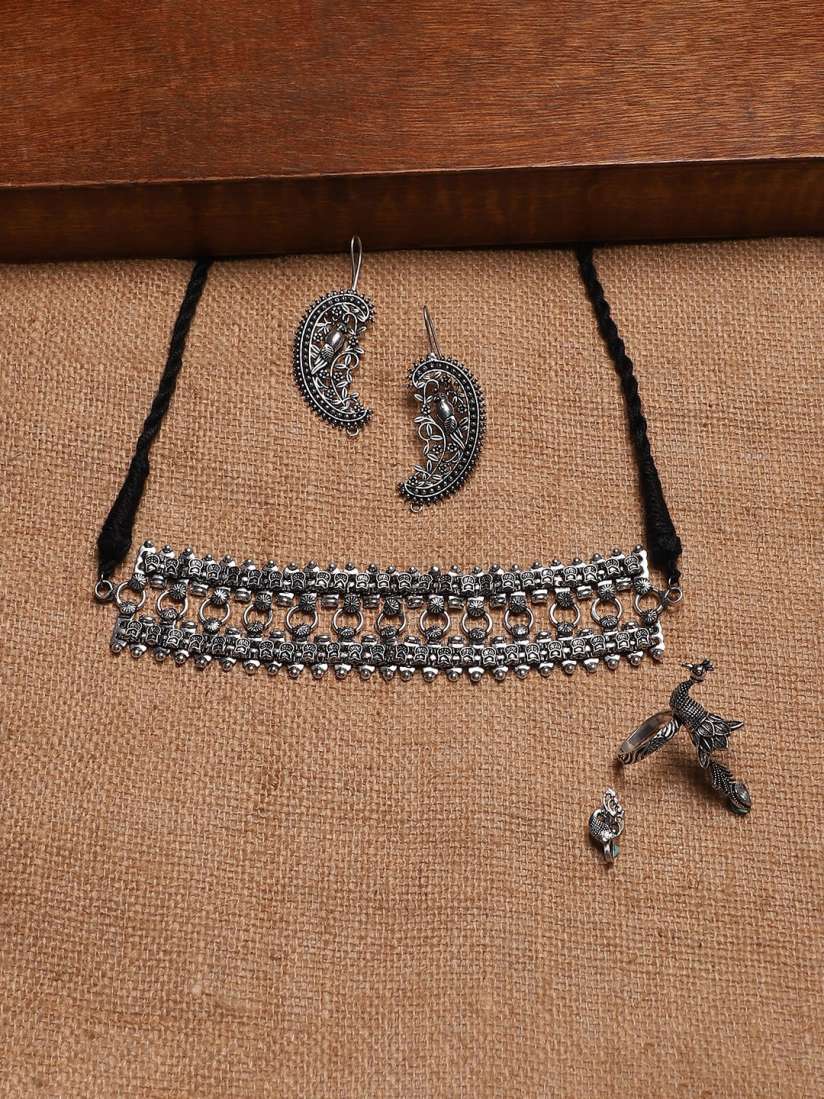 Buy Sangria Silver Plated Oxidised Jewellery Set Jewellery Set for Women 26538734 Myntra