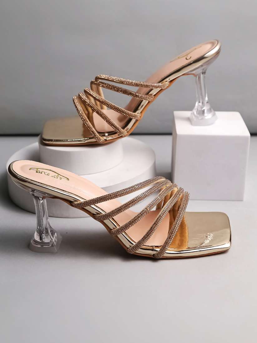 Golden heels myntra on sale