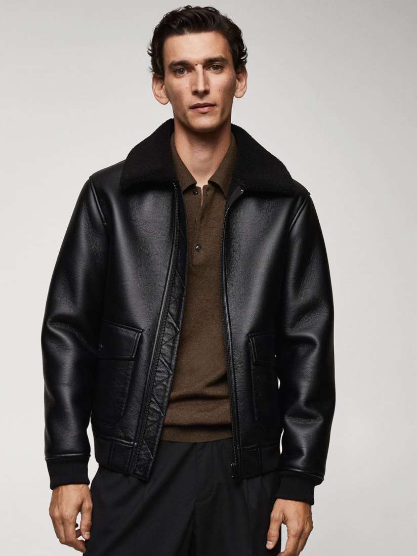 Buy MANGO MAN Faux Leather Bomber Jacket Jackets for Men 26569020 Myntra