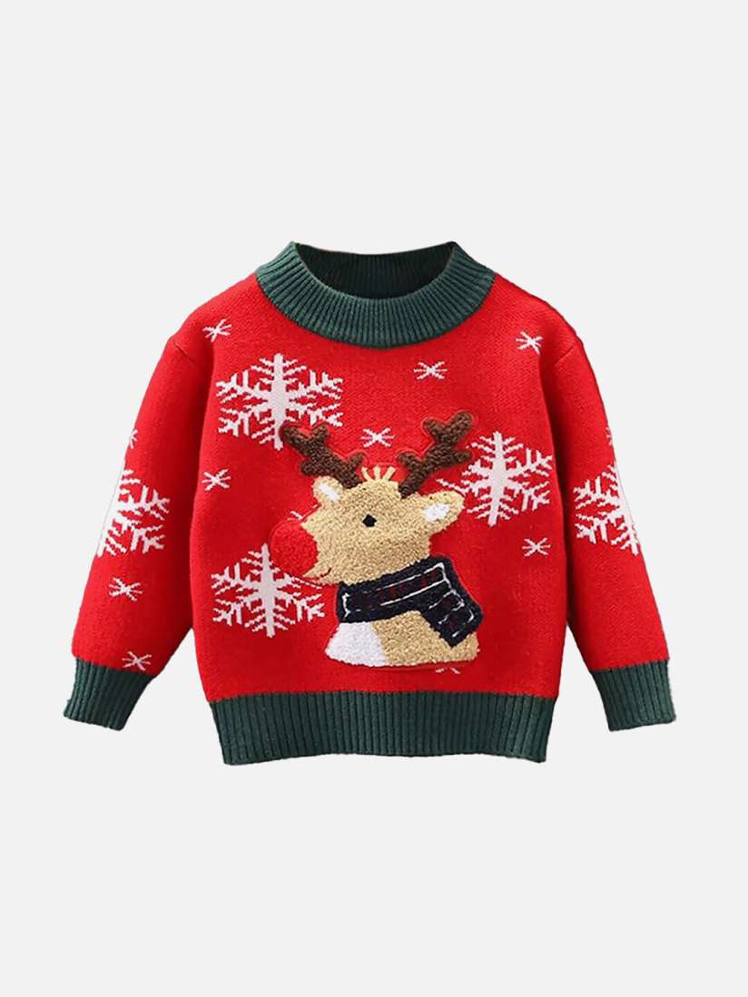 Buy Little Surprise Box LLP Kids Reindeer Embroidered Christmas Pullover Sweater Sweaters for Unisex Kids 26573318 Myntra