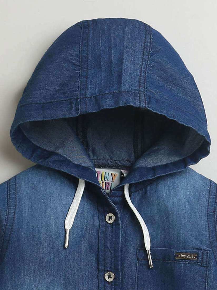 Denim hooded shirt cheap