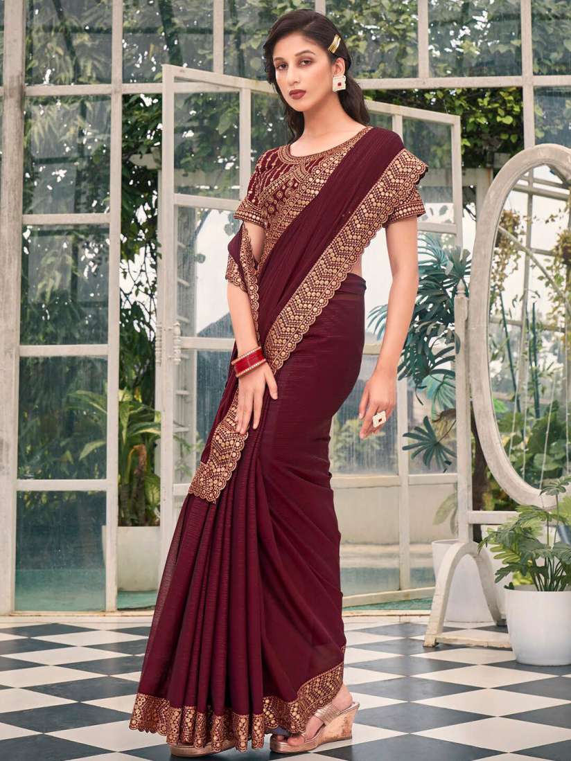 Buy Mitera Embellished Pure Chiffon Embroidered Designer Saree Sarees for Women 26621296 Myntra
