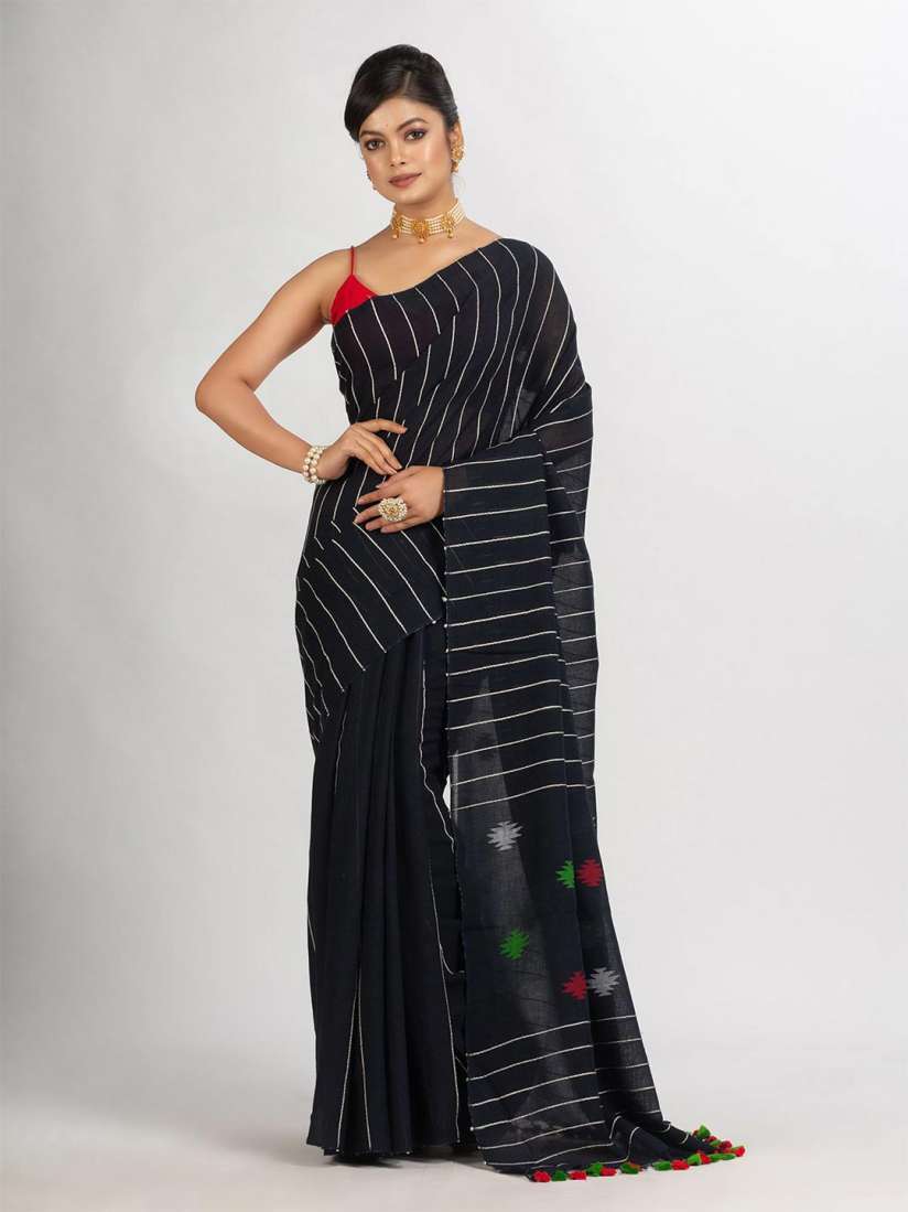 Buy Angoshobha Striped Pure Cotton Jamdani Saree Sarees for Women 26641756 Myntra