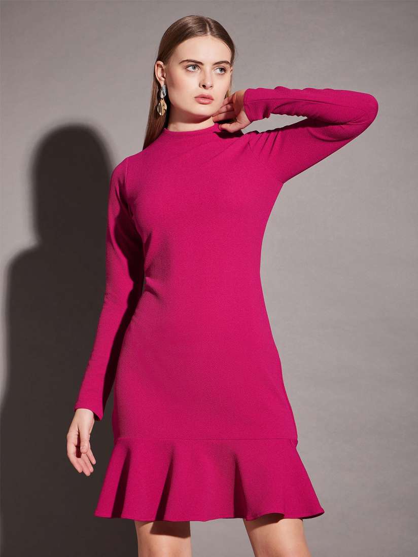 Pink dress myntra shop