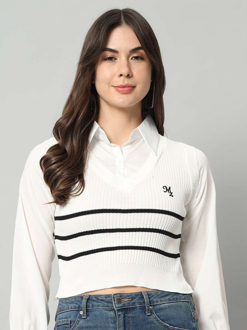 Sweater with attached shirt on sale