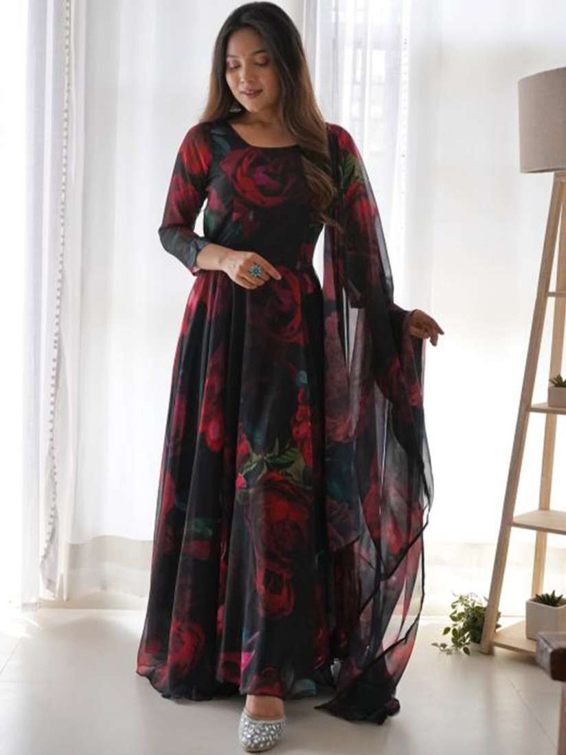 Buy White World Floral Printed Round Neck Anarkali Style Maxi Ethnic Dress with Dupatta Ethnic Dresses for Women 26654358 Myntra