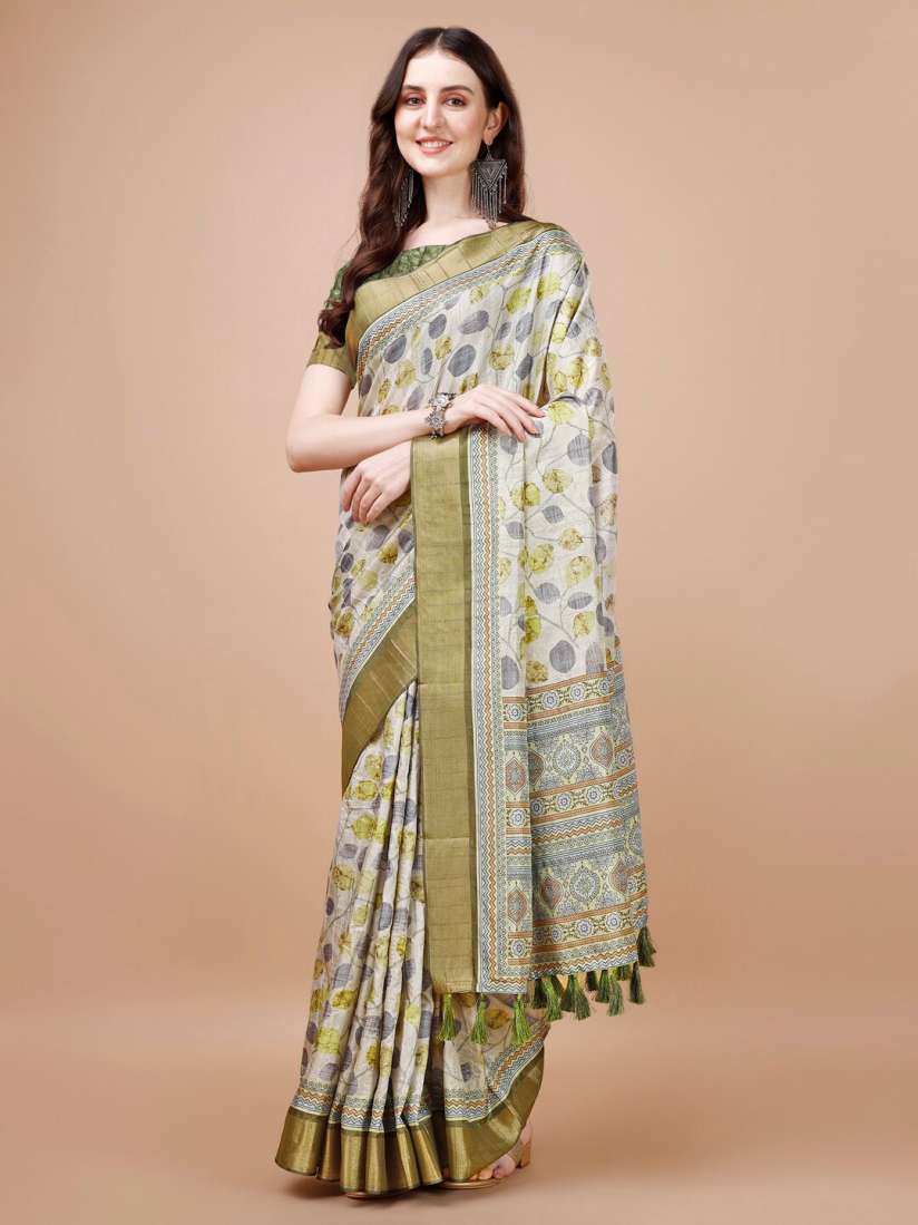 Buy JUST FASHION Floral Printed Zari Silk Blend Tussar Saree Sarees for Women 26657228 Myntra