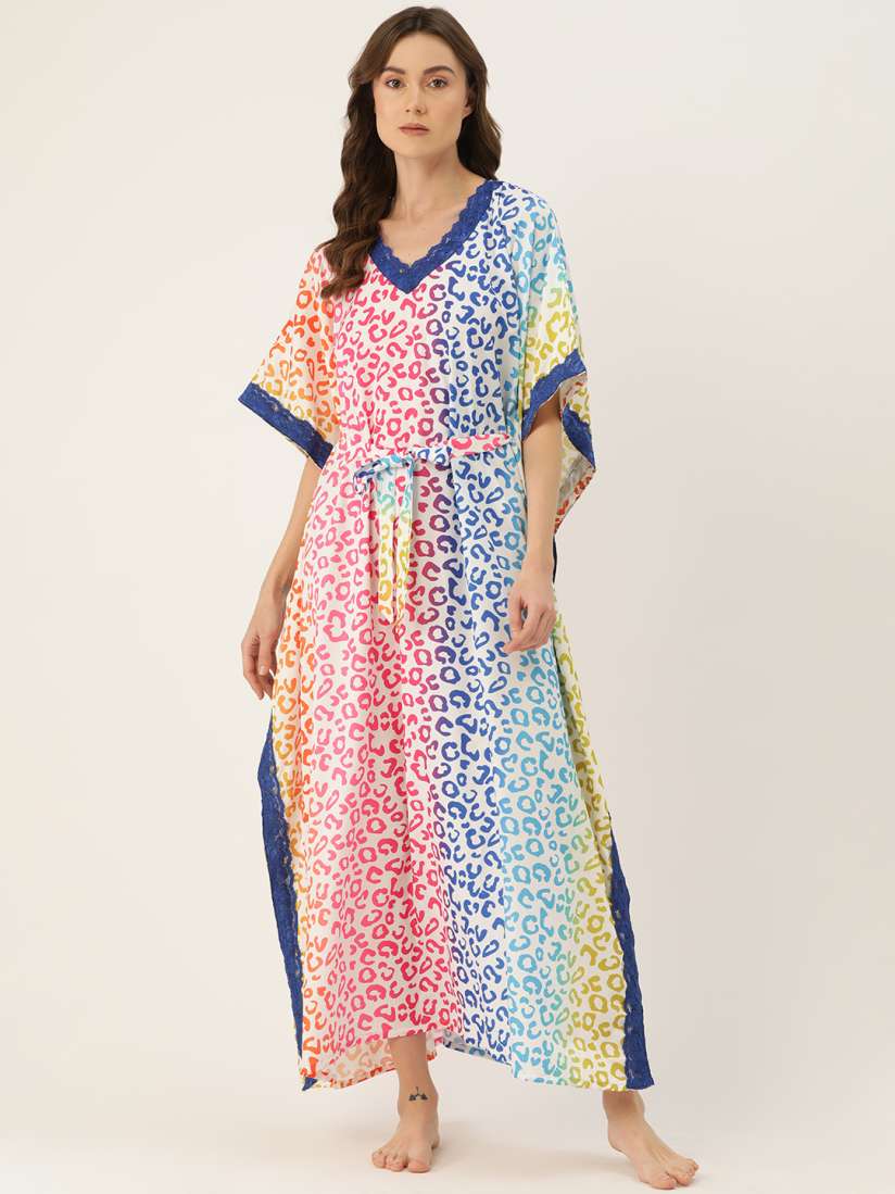 Buy Ms.Lingies Abstract Printed Maxi Kaftan Nightdress Nightdress for Women 26662374 Myntra