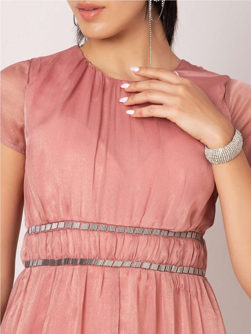 Buy FabAlley Pink Embellished Chiffon Maxi Dress Dresses for Women 26666232 Myntra