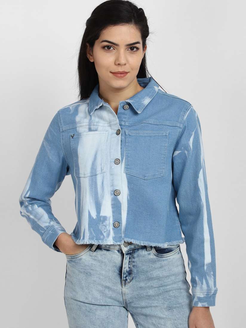 Buy Allen Solly Woman Spread Collar Washed Denim Jacket Jackets for Women 26670568 Myntra