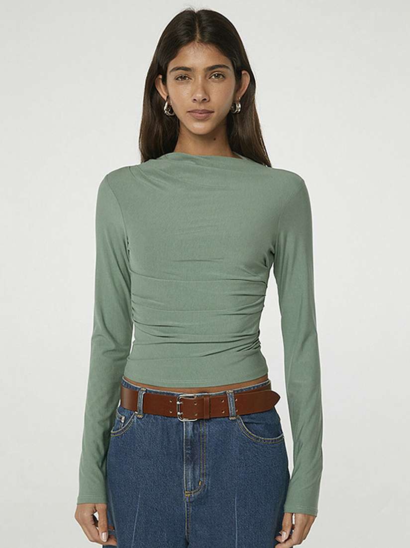 Buy LULU SKY Mock Neck Slim Fit Crop Fitted Top Tops for Women