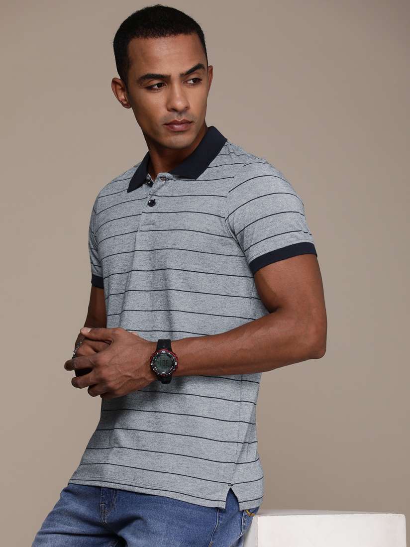 Buy Roadster Men Striped Polo Collar T shirt Tshirts for Men 26674414 Myntra