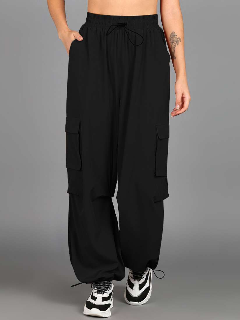 Buy Roadster Women Mid Rise Baggy Fit Parachute Track Pants Track Pants for Women 26675858 Myntra