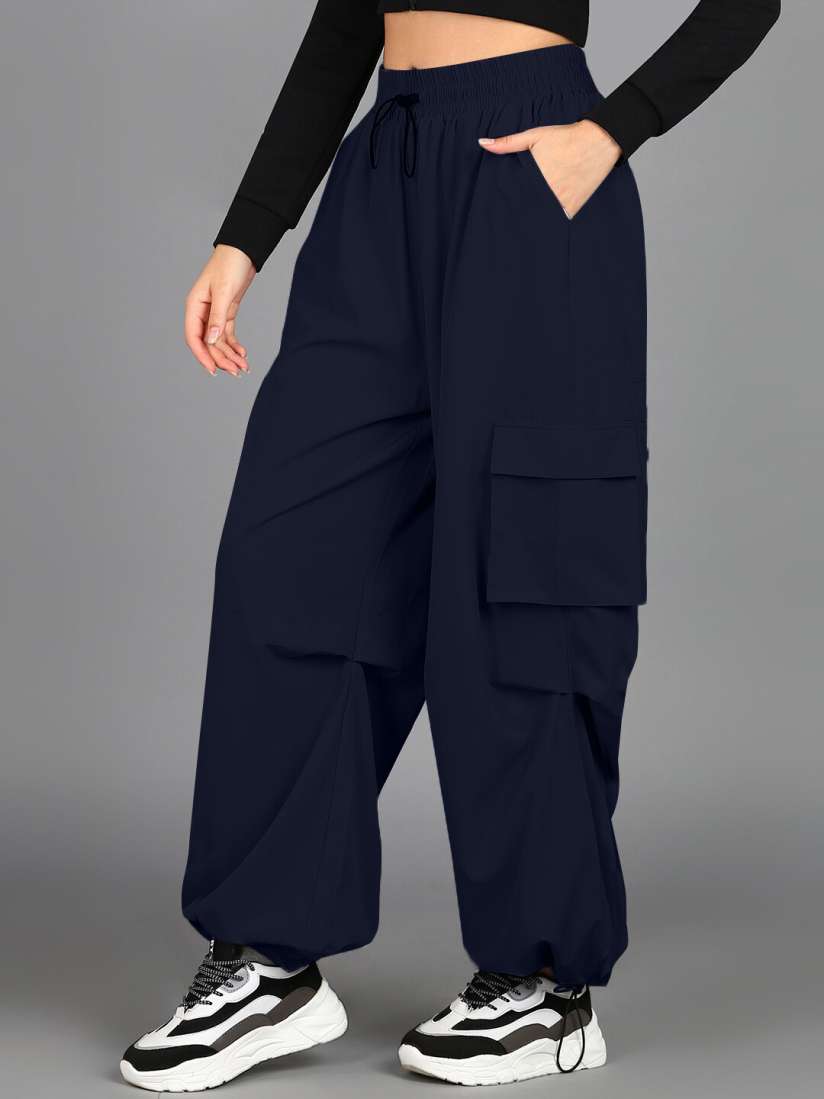 Buy Roadster Women Mid Rise Baggy Fit Parachute Track Pants Track Pants for Women 26675866 Myntra