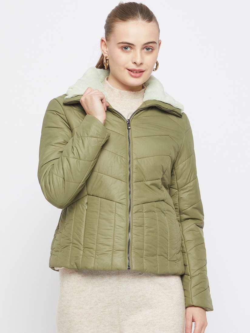Buy Madame Mock Collar Puffer Jacket Jackets for Women 26684288 Myntra