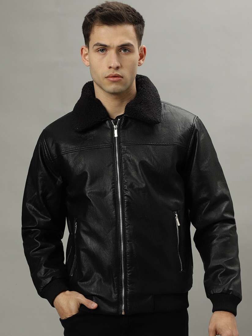 Buy LINDBERGH Spread Collar Long Sleeves Leather Jacket Jackets for Men 26686686 Myntra