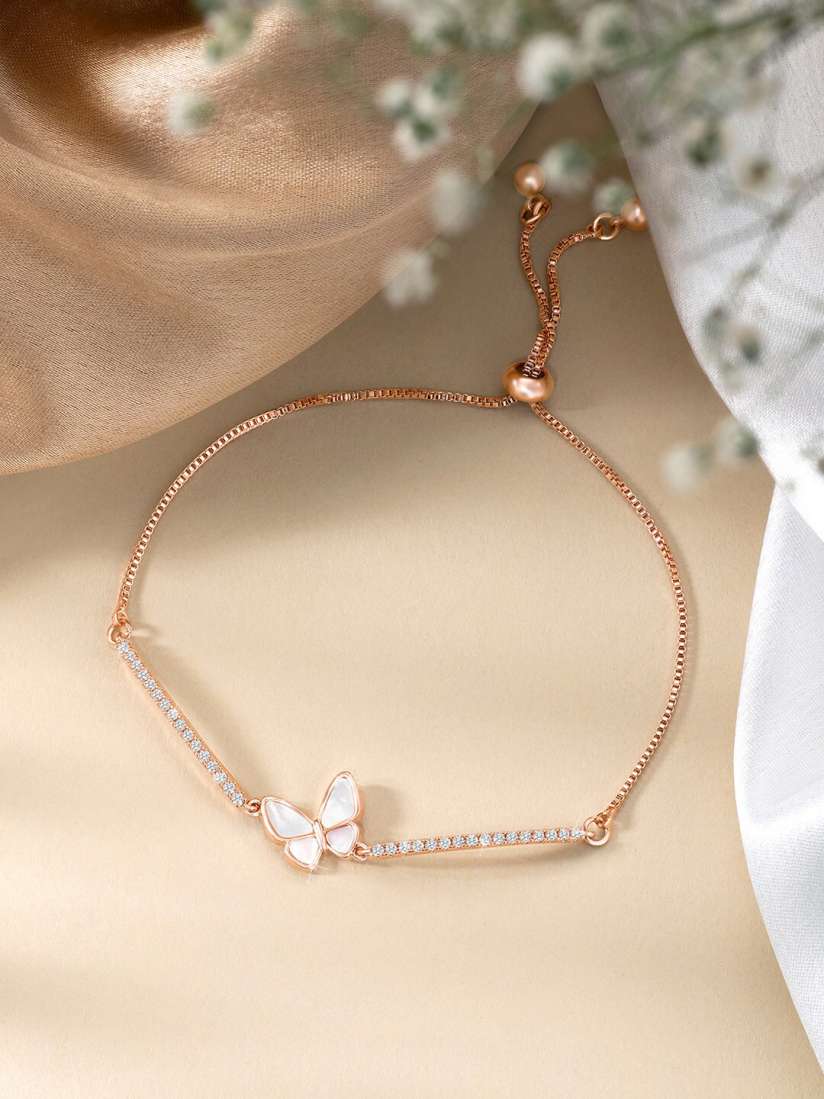 Buy Peora Women Rose Gold Plated CZStudded Charm Bracelet Bracelet for Women 26687758 Myntra