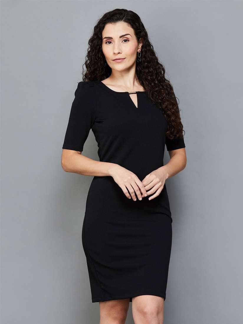 Buy CODE by Lifestyle Key Hole Neck Puff Sleeves Short Dress Dresses for Women 26689552 Myntra
