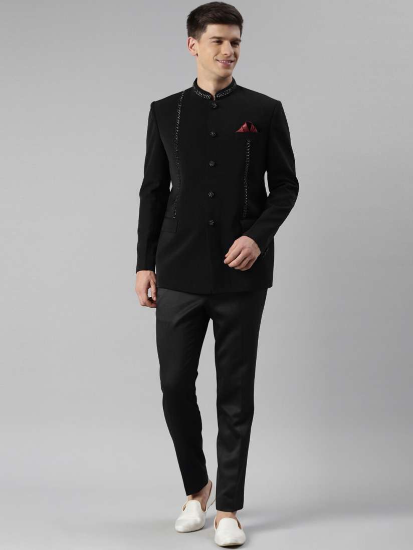 Buy TheEthnic.Co Embroidered Single Breasted Bandhgala Blazer 2 Piece Suit Suits for Men 26690542 Myntra