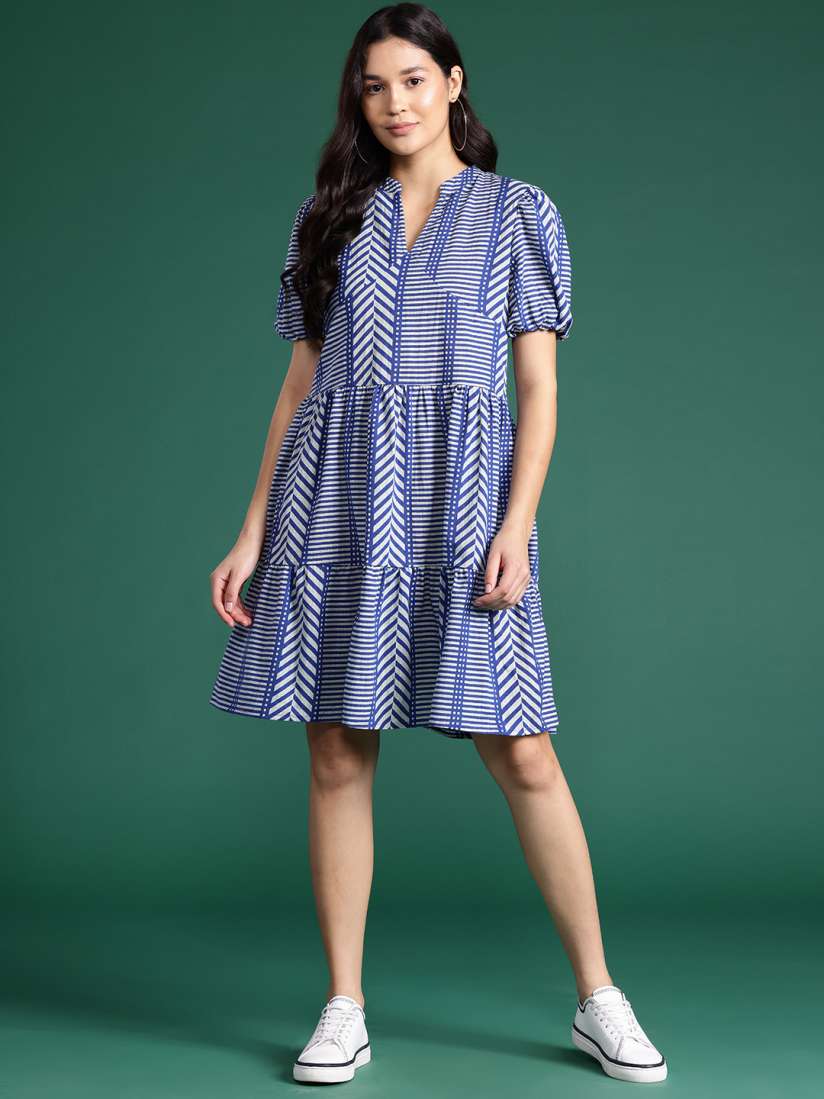 Striped dress myntra on sale