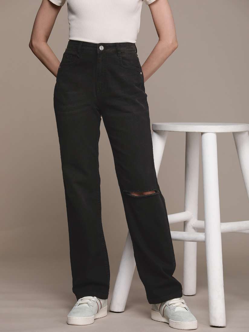 Myntra black jeans for ladies sale