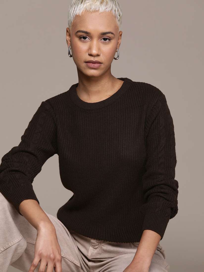 Buy Roadster Women Solid Acrylic Pullover Sweater Sweaters for Women 26705562 Myntra
