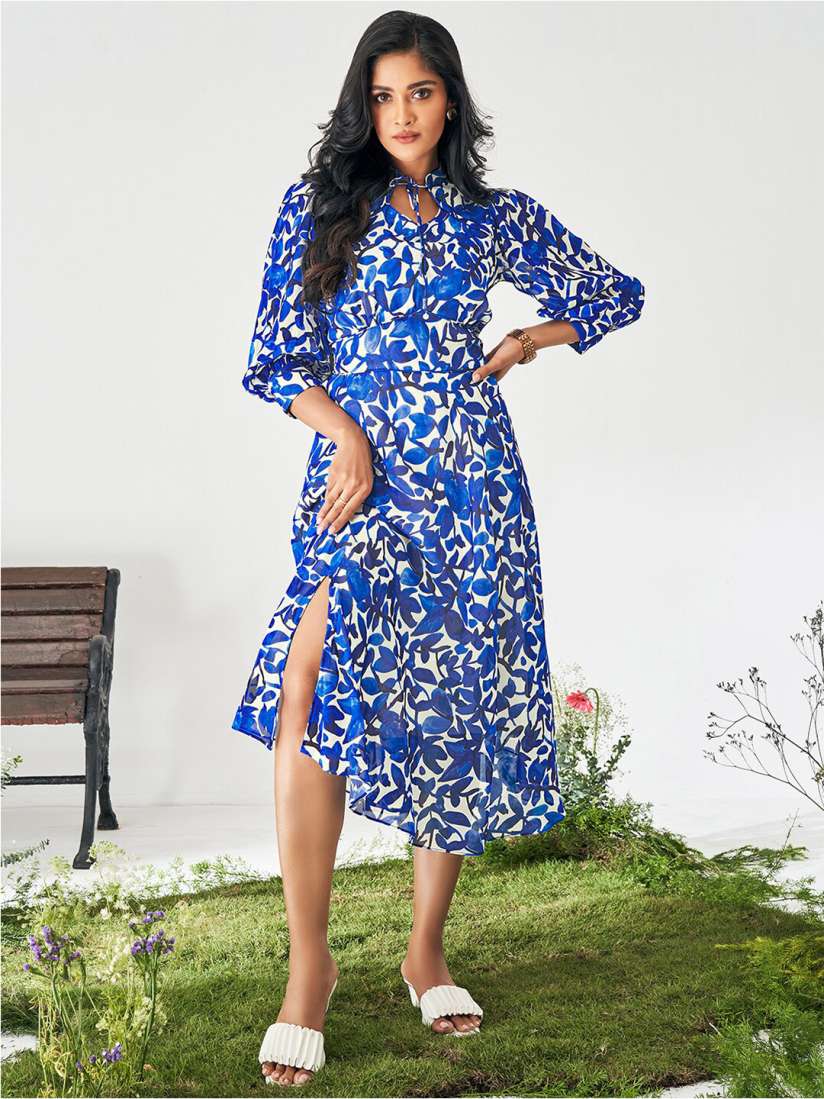 Buy DRESOUL Floral Print Georgette Formal Fit Flare Midi Dress Dresses for Women 26705838 Myntra