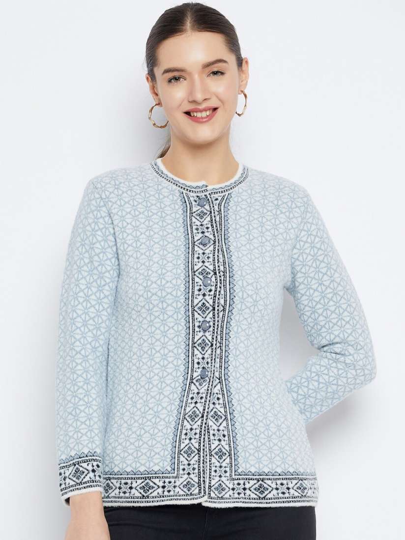 Buy Zigo Geometric Self Design Woolen Cardigan Sweater Sweaters for Women 26707792 Myntra