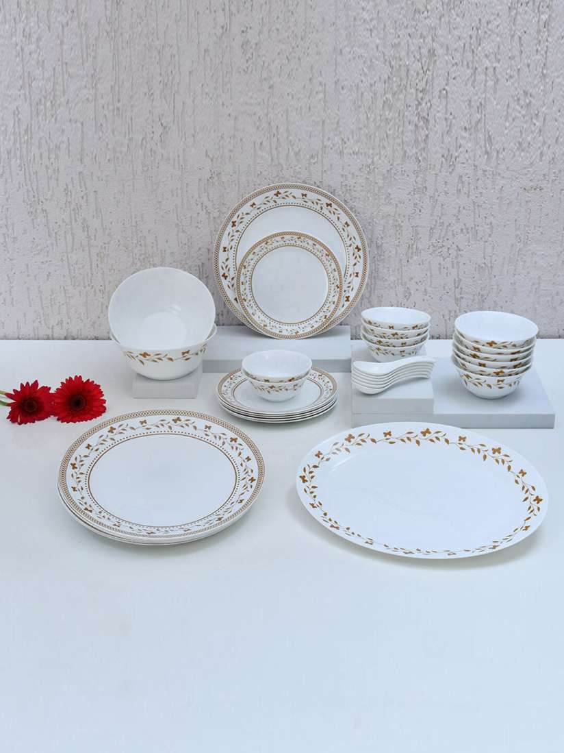 Buy Athome by Nilkamal White 33 Pieces Opalware Dinner Set Dinner Set for Unisex 26709360 Myntra