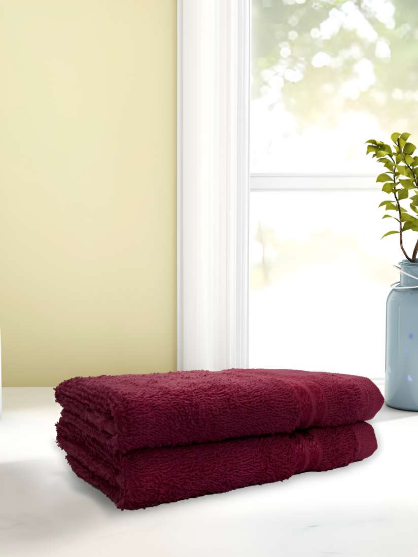Buy Welspun Burgundy 2 Pieces Anti Bacterial 380 GSM Pure Cotton Hand Towels Hand Towels for Unisex 26712332 Myntra