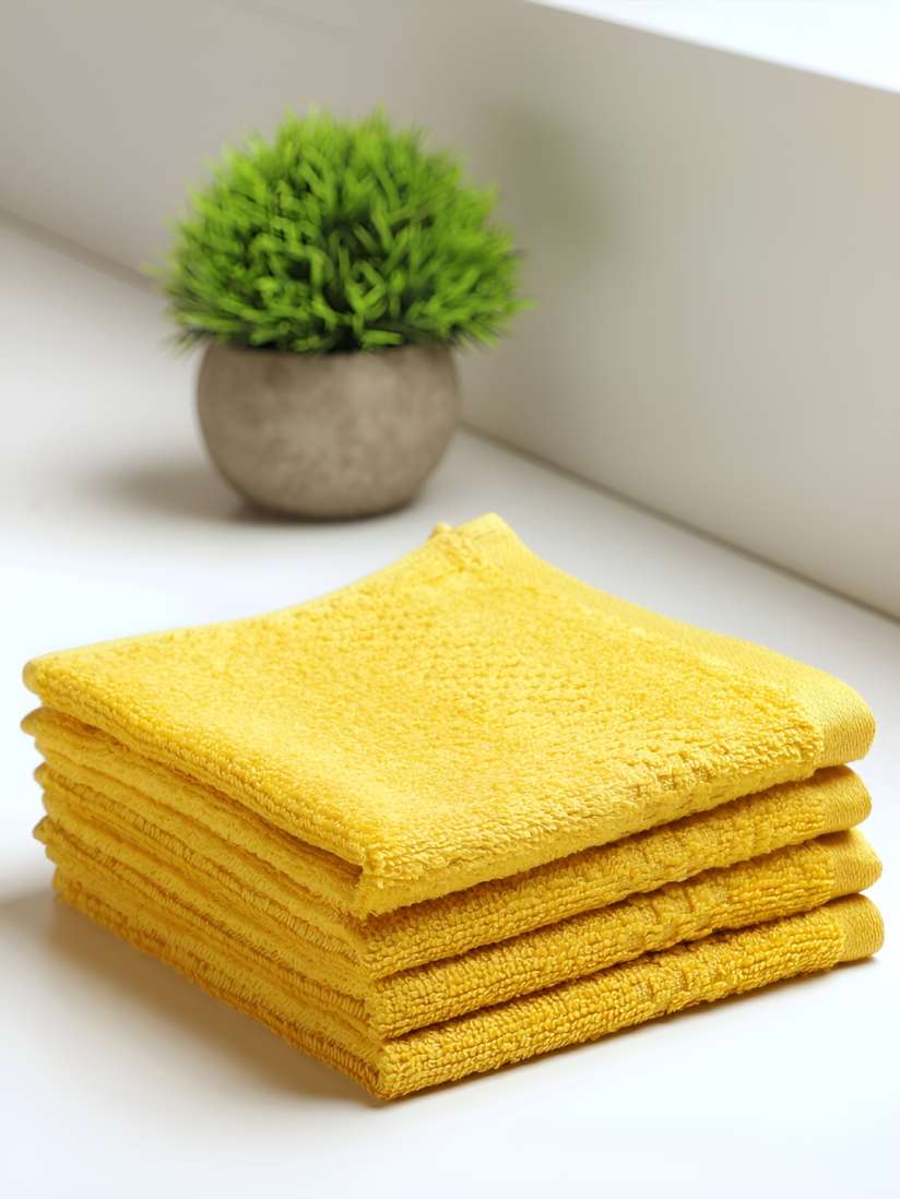 Buy SPACES Yellow 4 Pieces 450 GSM Cotton Face Towels Face Towels for Unisex 26716284 Myntra