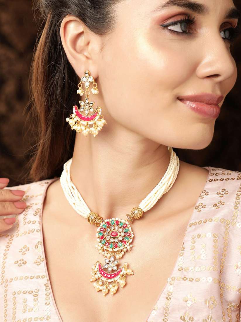 Buy Rubans Glimmering Duality Double Sided Stones and Pearls Choker Set Jewellery Set for Women 26716846 Myntra