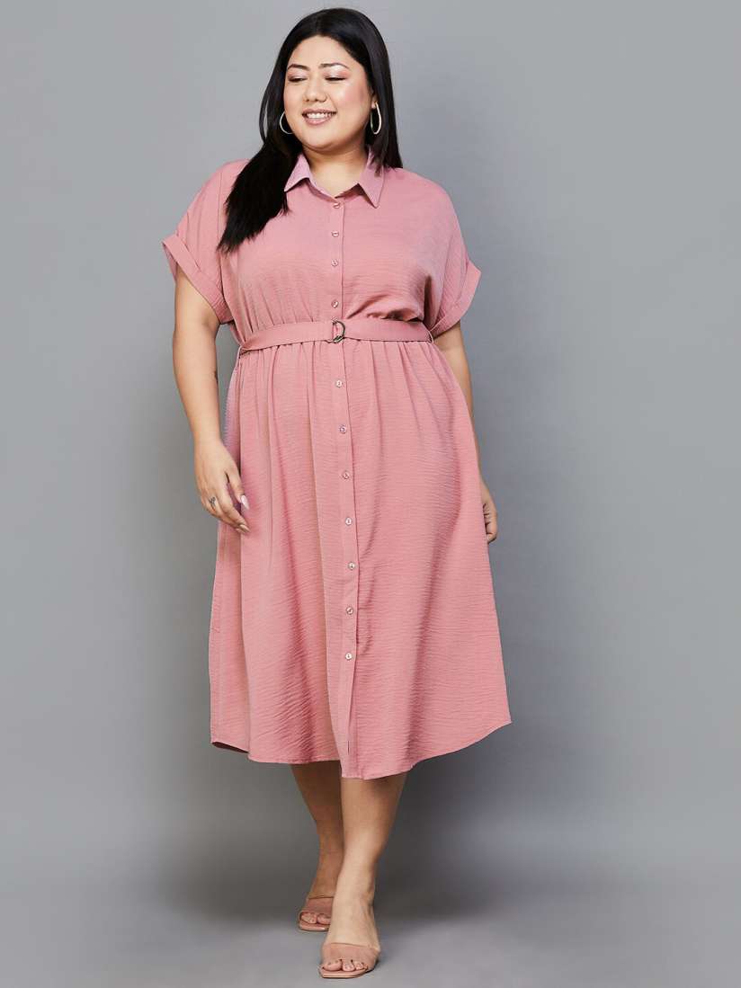 Buy Nexus by Lifestyle Plus Size Extended Sleeves Shirt Style Midi Dress Dresses for Women 26722728 Myntra