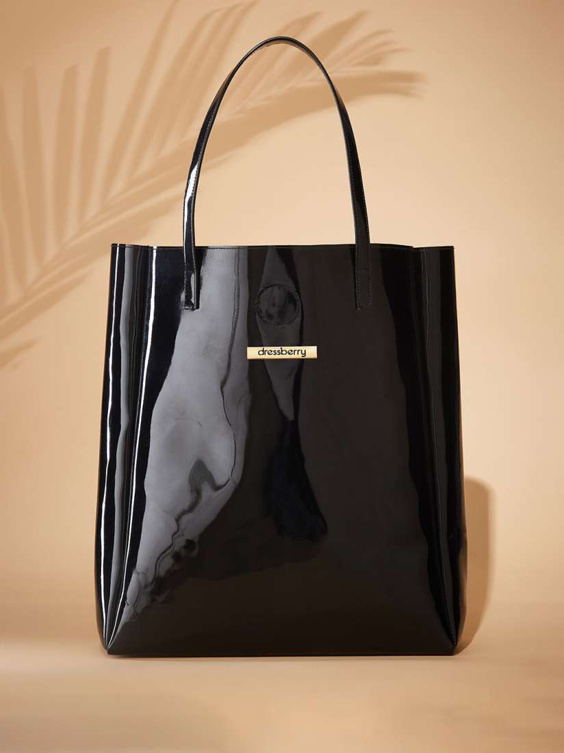 Buy DressBerry Black Structured Oversized Tote Bag Handbags for Women 26724636 Myntra
