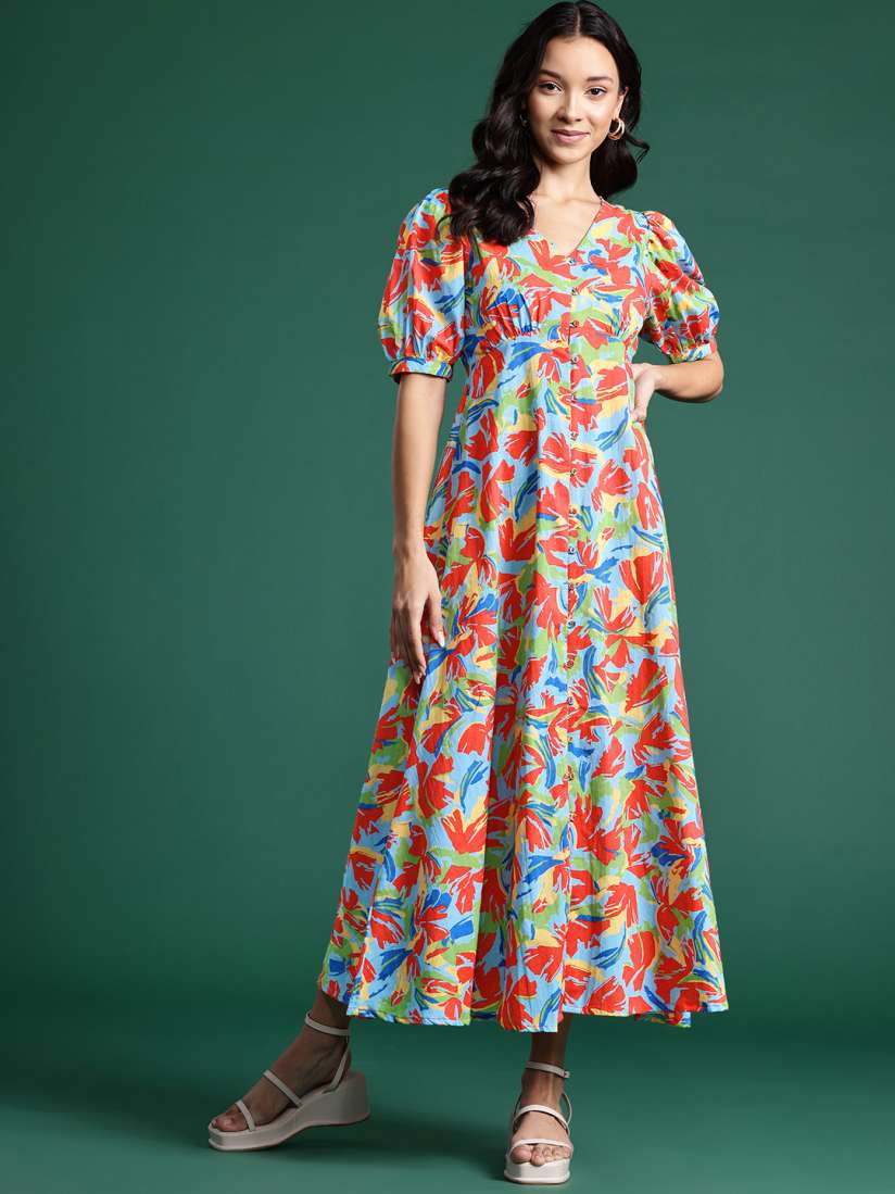 Buy DressBerry Pure Cotton Printed Shirt Maxi Dress Dresses for Women 26726898 Myntra