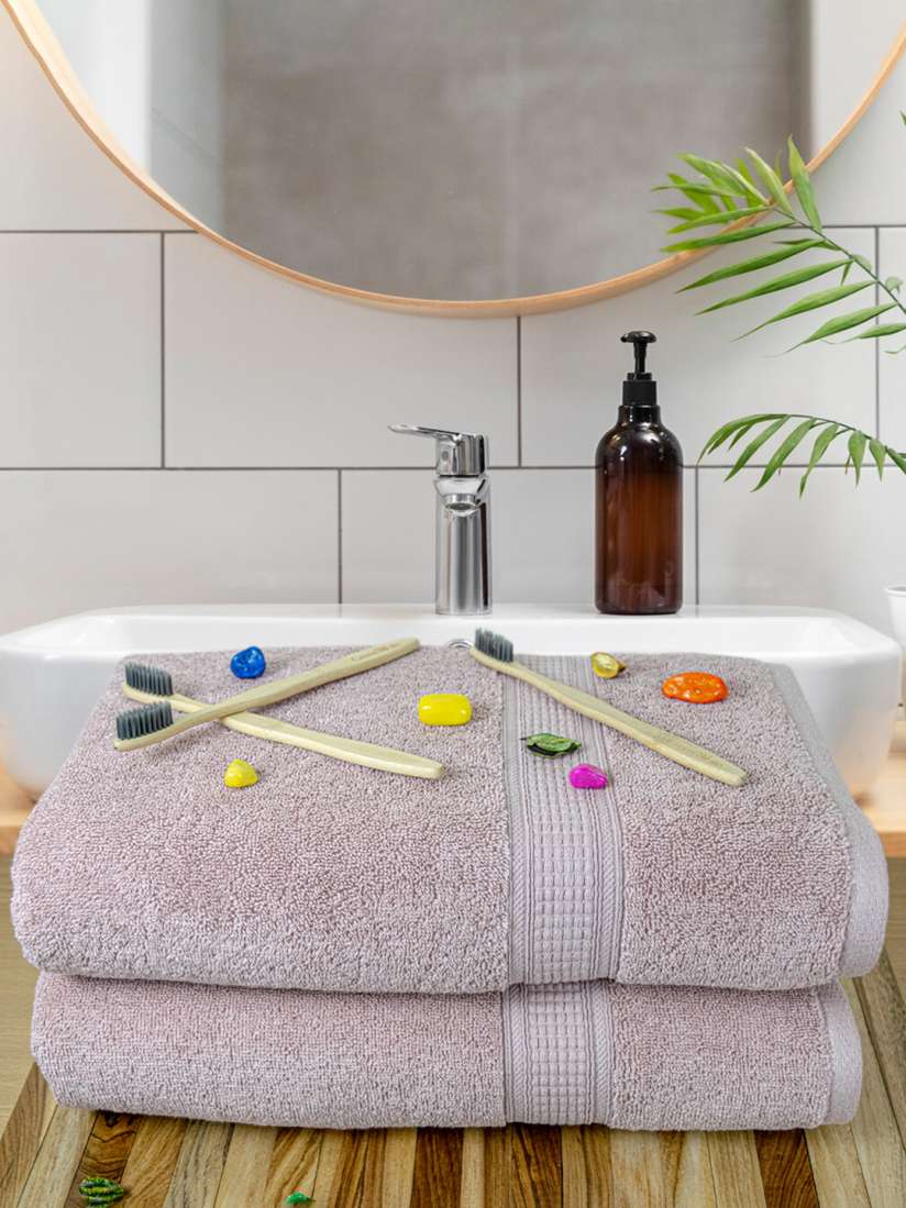 Buy Aura TRIO Mauve 2 Pieces Cotton Bath Towels 550 GSM Bath Towels for Unisex 26727820 Myntra