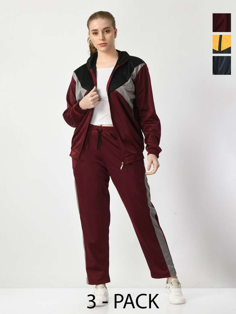 Buy BAESD Pack Of 3 Colourblocked Tracksuits Tracksuits for Women 26732446 Myntra