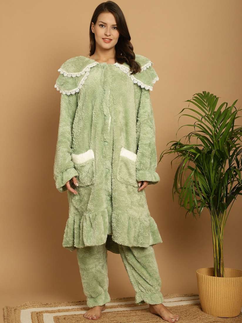 Buy TAG 7 Hooded Woollen Fur Night Suit Night suits for Women 26732864 Myntra