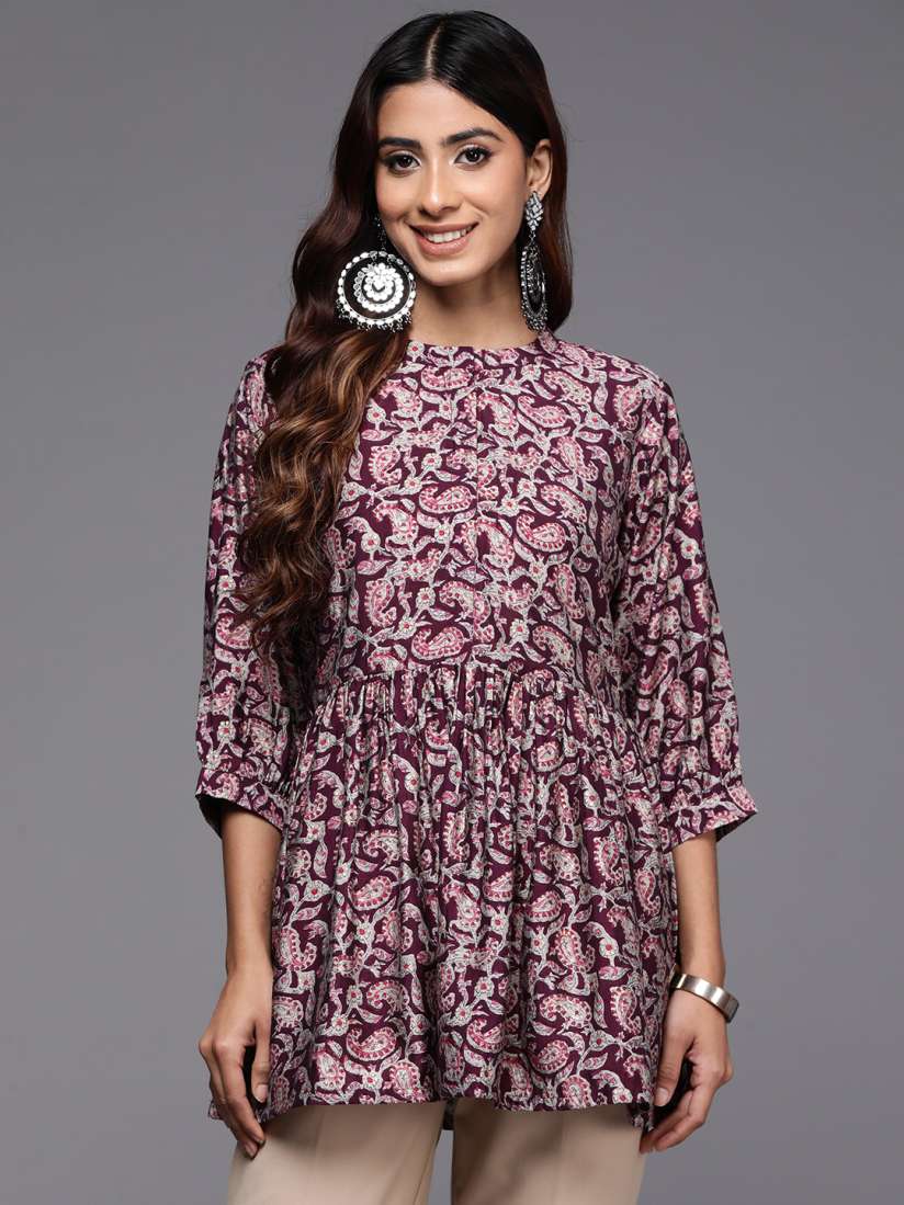 Buy Libas Paisley Printed Pleated Puff Sleeves Kurti Kurtis for Women 26738540 Myntra