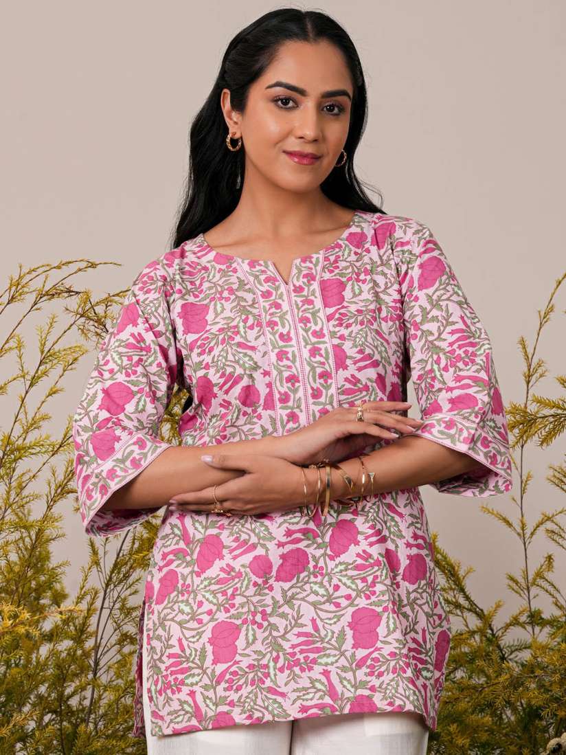 Myntra pink kurtis on sale