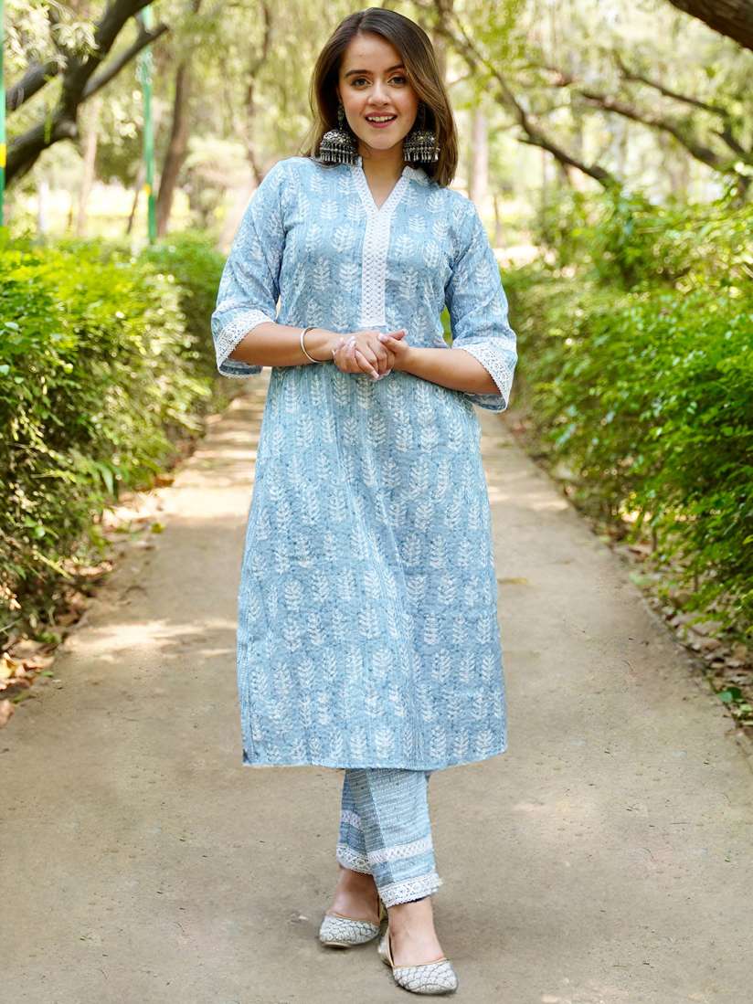 Buy Libas Floral Printed Regular Sequinned Kurta with Trousers Kurta Sets for Women 26739802 Myntra