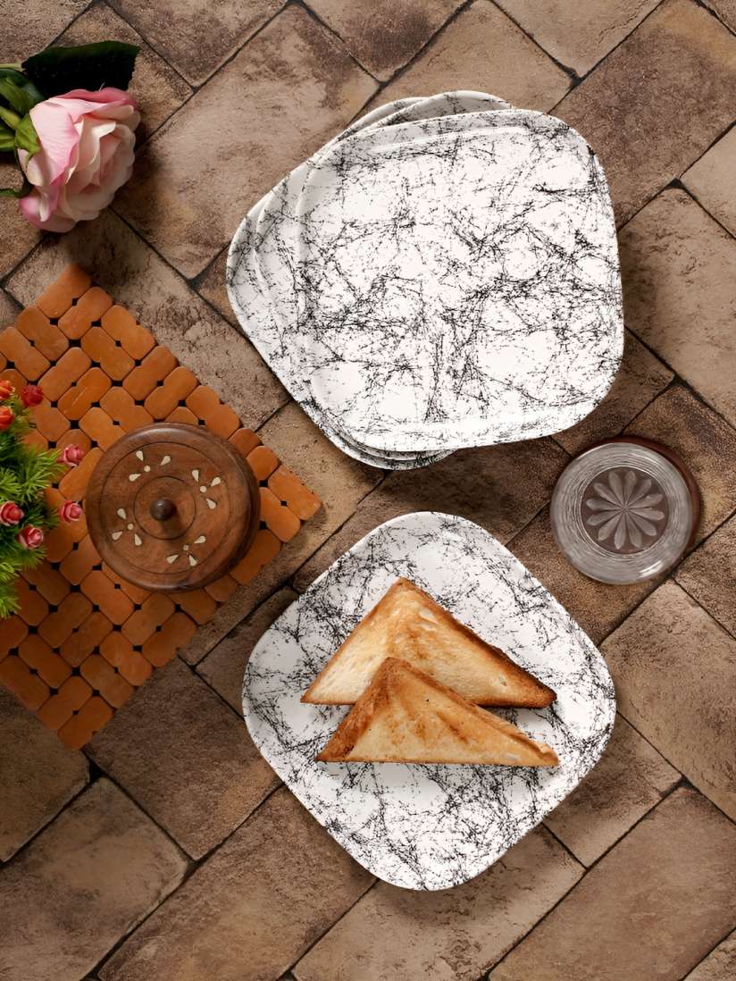 Buy CDI White Black 4 Pieces Abstract Melamine Microwave Safe Serving Dish Food Platter for Unisex 26739834 Myntra
