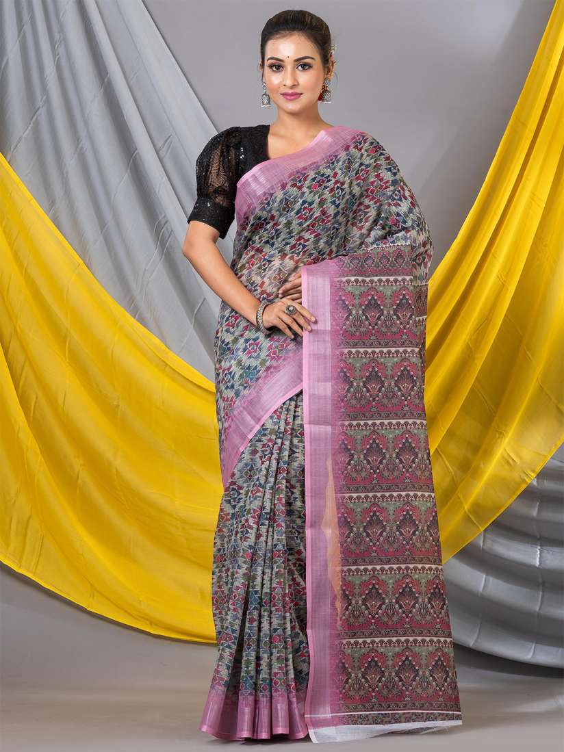 Buy MAHALASA Floral Linen Saree Sarees for Women 26741168 Myntra