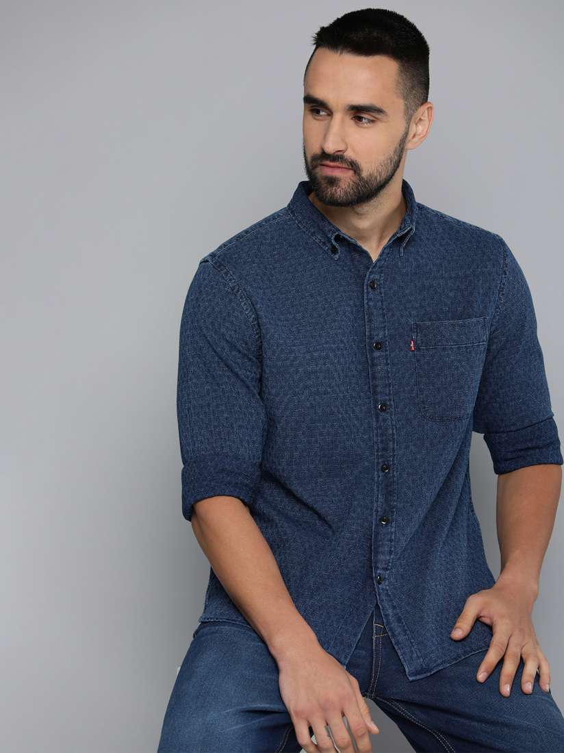 Buy Levis Pure Cotton Self Design Slim Fit Textured Casual Shirt Shirts for Men 26742944 Myntra