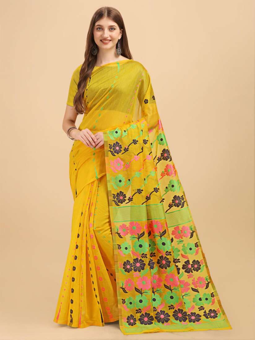 Buy LIMDO Floral Woven Design Pure Cotton Jamdani Saree Sarees for Women 26746440 Myntra