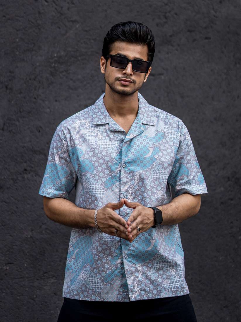 Buy Maniac Classic Abstract Spread Collar Chest Pocket Half Sleeve Cotton Casual Shirt Shirts for Men 26748626 Myntra